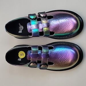 NWOB Dr.Martens Junior8065 Rainbow Crinkle Leather Mary Jane Shoes US L 5